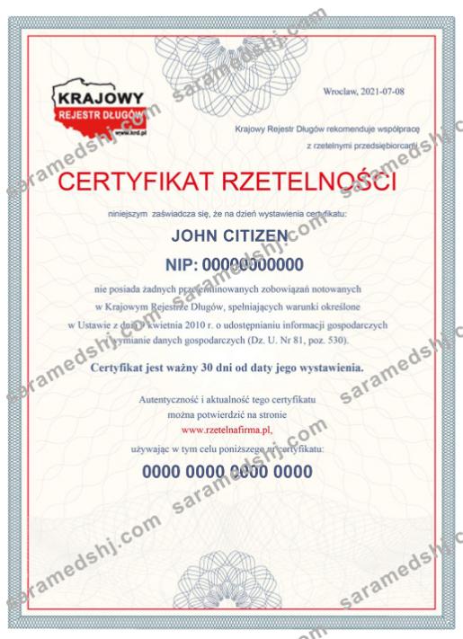 POLAND business certificate